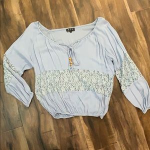 Powder Blue Lace Elastic Blouse